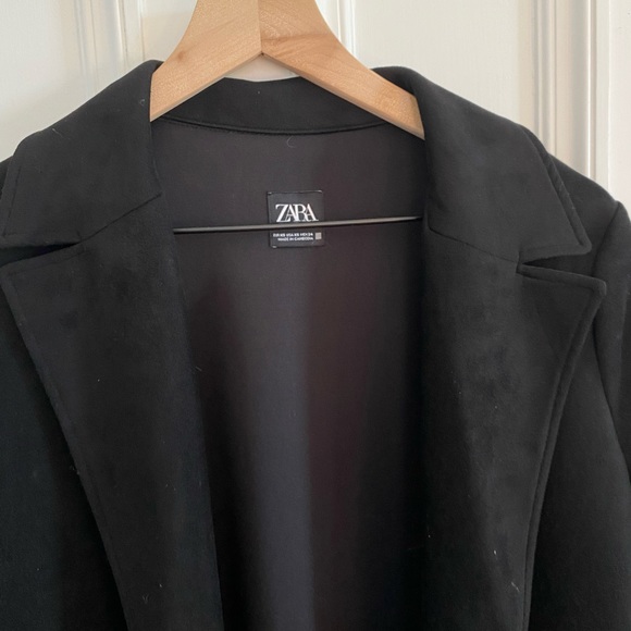 Zara faux suede black coat - Picture 3 of 4